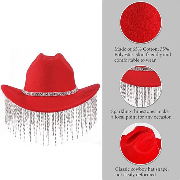 Wide brim diamond cowgirl hat - Picture 5 of 6